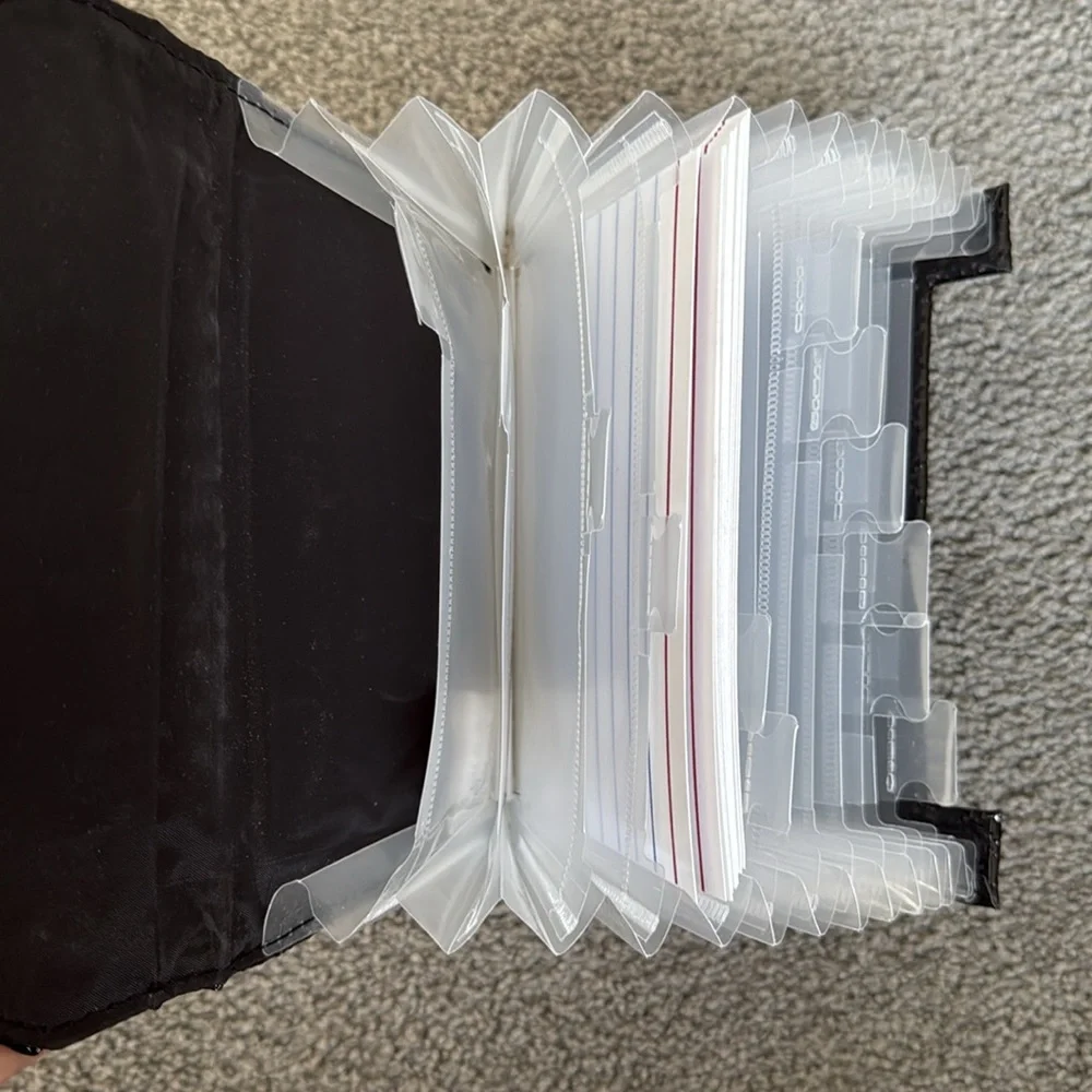 NWOT-Accordion File Organizer. 7”x5”x2.5”. Shiny Black, Diamond Textured.